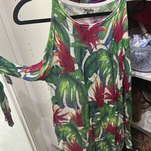 Show Me Your MuMu Tropical Green and Red Mesh Dress